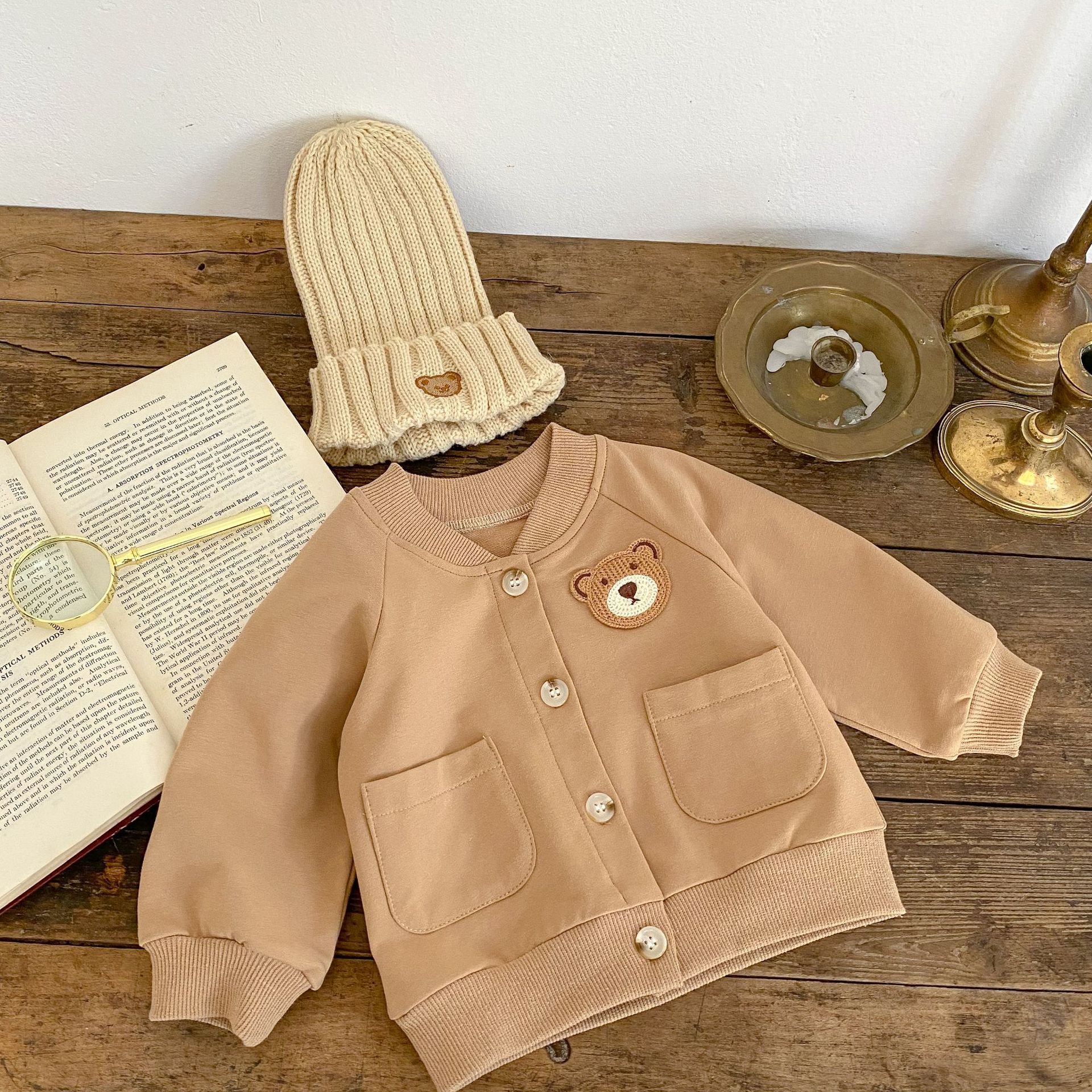 Baby Bear Pocket Romper Turn-down Collar Coat