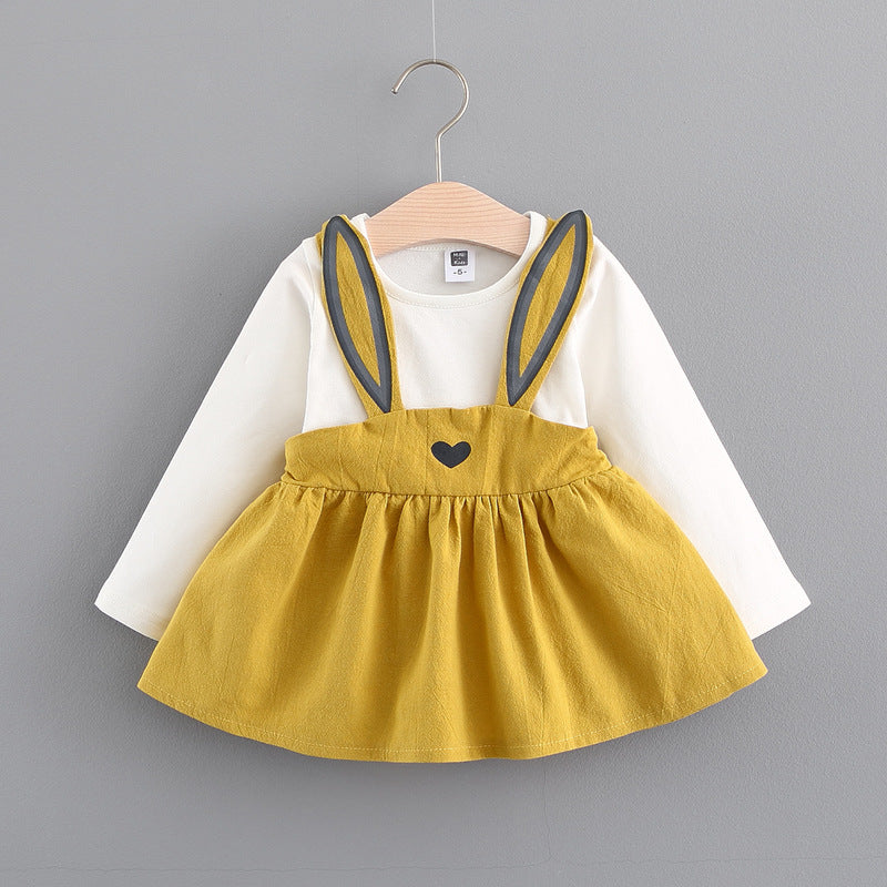 Autumn new Korean children's clothing, girls cute rabbit dress, baby baby princess dress 916