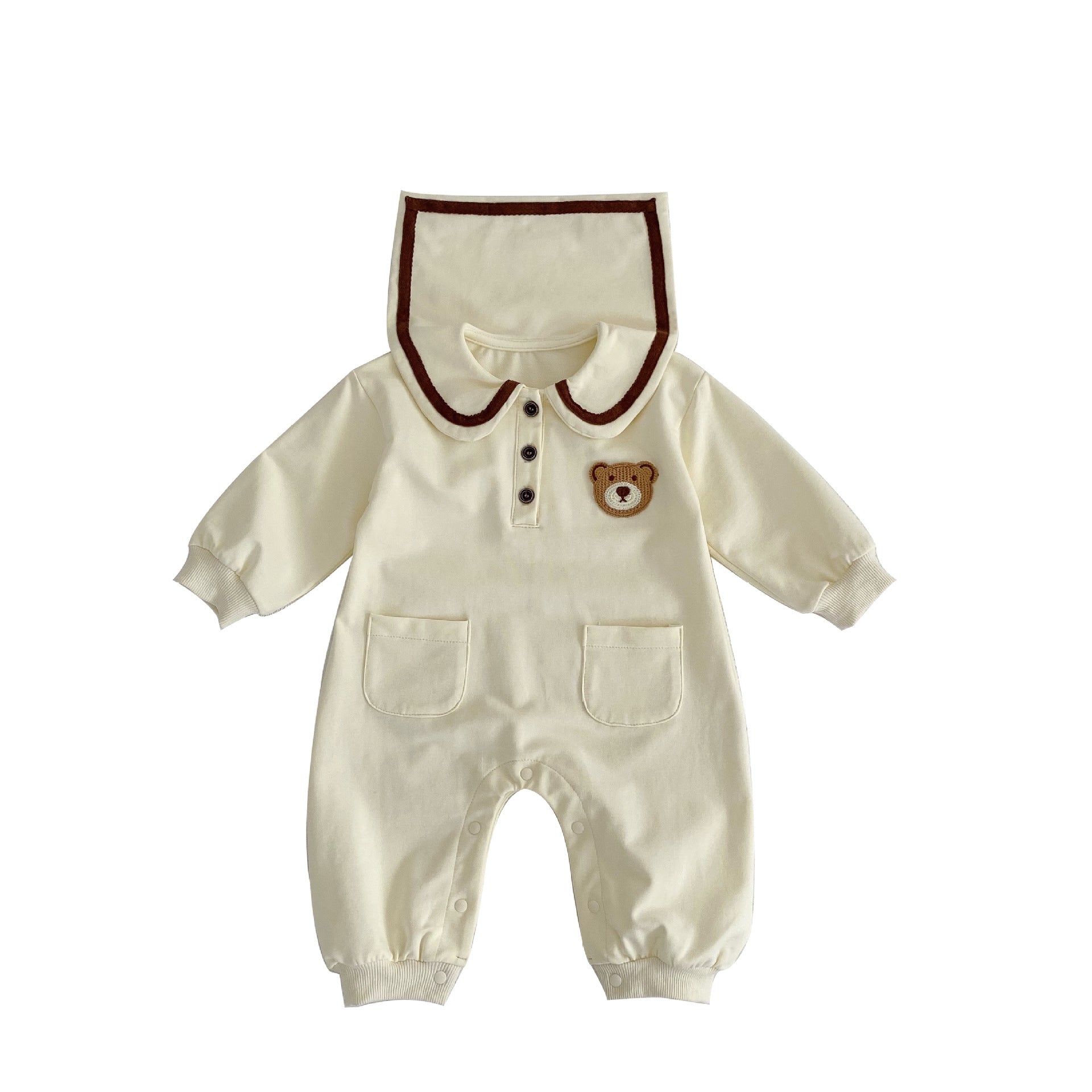 Baby Bear Pocket Romper Turn-down Collar Coat