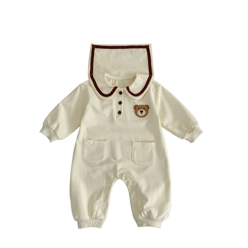 Baby Bear Pocket Romper Turn-down Collar Coat